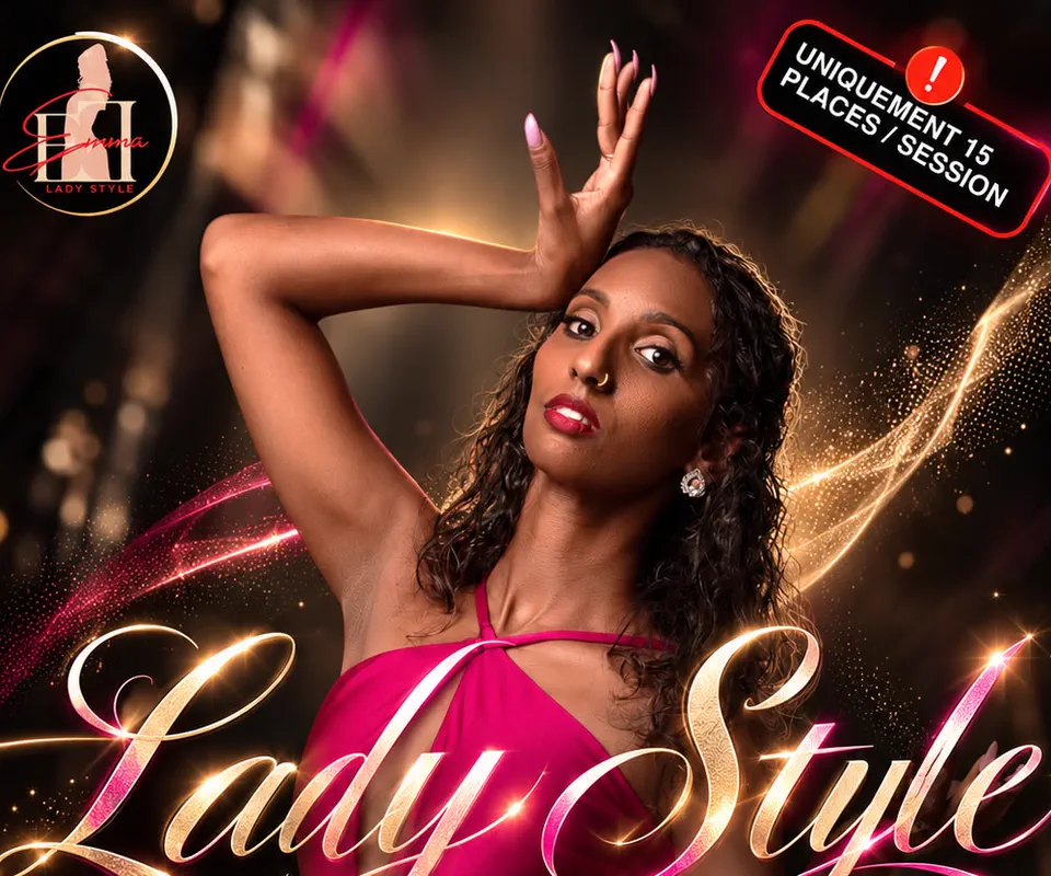 Affiche des Jeudis Lady Style : Emma en robe rose.